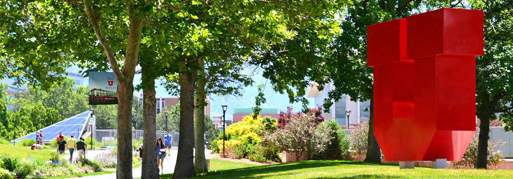 Block U statue on lower campus